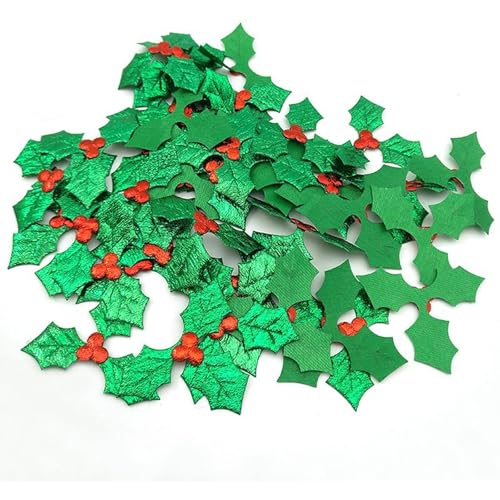 Weihnachts-Stechpalmenbeeren-Verzierung, 100 Stück, Stechpalmenbeeren, Konfetti-Streusel für Bastelarbeiten, Weihnachtskarten, Geschenkanhänger, Tisch, Weihnachtswunderland, Weihnachtsmann, festliches von Lyqaq