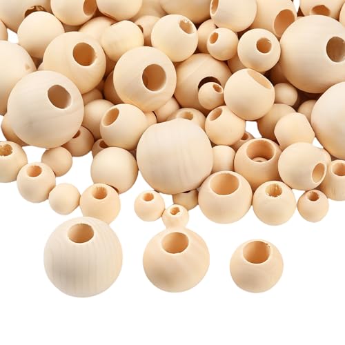 100 Stück Holzperlen, große Perlen, Armband, mit Loch mit großen Perlen, Schmuck, Spielzeugbox, Unisex, klein, natürlich, manuell, rund, zum Auffädeln, 10/14/18 mm, für Kinder, Herstellung von 100 Stück Holzperlen, große Perlen, Armband, mit Loch mit großen Perlen, Schmuck, Spielzeugbox, Unisex, klein, natürlich, manuell, rund, zum Auffädeln, 10/14/18 mm, für Kinder, Herstellung von von Lyramis