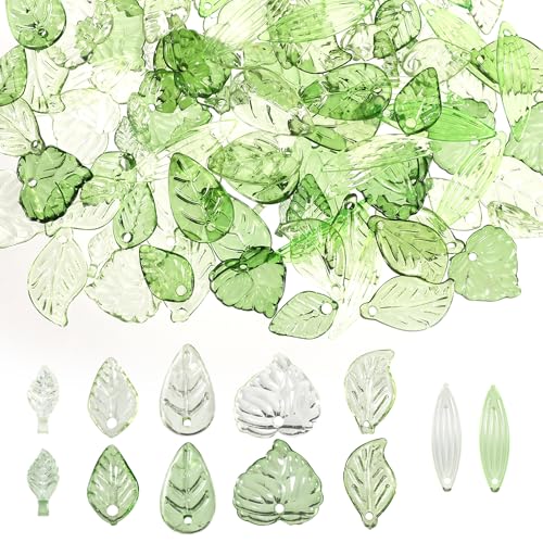 120stk Acryl Blatt Perlen, Winzig Grün Blatt Anhänger Pflanzenanhänger-Ornament zur Schmuckherstellung DIY-Anhänger Armbänder Ohrringe Halsketten zur Schmuckherstellung 120stk Acryl Blatt Perlen, Winzig Grün Blatt Anhänger Pflanzenanhänger-Ornament zur Schmuckherstellung DIY-Anhänger Armbänder Ohrringe Halsketten zur Schmuckherstellung von Lyreh