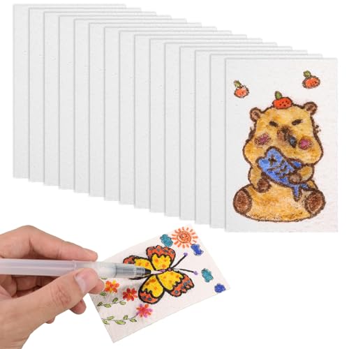 15 Blatt Schaumstruktur-Malpapier, 11x7cm Weiß Zellulosekarten Puffy Texture Paper Kunst- und Bastelbedarf für 3D-Malerei und Kartenherstellung von Lyreh