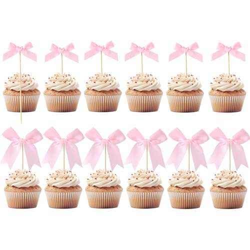24stk Cupcake Deko Schleifen, 2 Größen Rosa Cupcake Topper Schleifen Kuchendekoration mit Schleife Schleifenknoten-Kuchenaufsätze für Verlobungs und Hochzeitsfeierbedarf 24stk Cupcake Deko Schleifen, 2 Größen Rosa Cupcake Topper Schleifen Kuchendekoration mit Schleife Schleifenknoten-Kuchenaufsätze für Verlobungs und Hochzeitsfeierbedarf von Lyreh