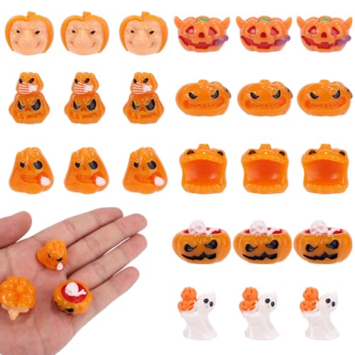 24stk Kürbis Miniatur, 8 Stile Lustige Kleine Kürbisse Deko aus Harz Mini-Tischdekoration für Halloween-Party Puppenhaus Tisch Zuhause Dekoration DIY-Basteln von Lyreh