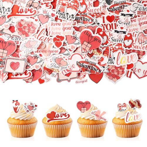 280stk Essbare Cupcake-Topper zum Valentinstag, Essbare Kuchendekorationen aus Klebrigem Reispapier zum Valentinstag Kuchen Topper Herz Gnome für Hochzeit Verlobung Party-Ausstattung(40 Stile) von Lyreh