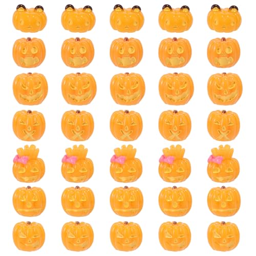 35 Stück Halloween Mini Kürbisse, Kleine Harzkürbisse als Kreative Halloween Dekoration für Zuhause Kuchenverzierung Bastelbedarf und DIY Projekte von Lyreh
