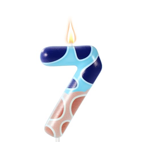 Blaue Geburtstagskerzen mit Hundepfotenmotiv, Geburtstagskerzen Tortenaufsatz 0-9 Partyzubehör für Blaue Hunde Zahlen Kerzen Hundepfoten-Geburtstagskerzen für Kuchendekoration (Zahl 7) von Lyreh