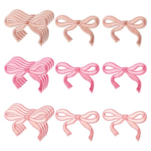 Lyreh 18stk Schleifen Patches, Bestickte Bügelflicken aus Polyester Praktische Süße Dekorationsartikel für Hüte Taschen Schuhe Jacken Hosen Röcke Mäntel (3 Farben) von Lyreh