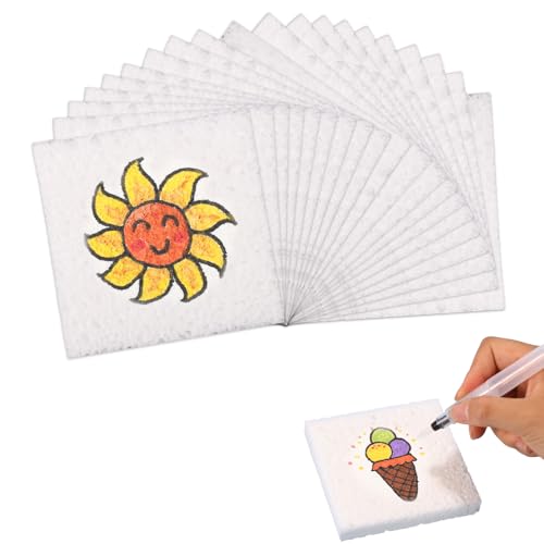 Lyreh 20stk Magisches Schaum-Strukturpapier, Vielseitiges Magisches Malpapier Blankes Bauschiges Strukturpapier Schaum-Malpapier für Heimwerker Kunst Kinder Bastelbedarf (Quadratisch) von Lyreh