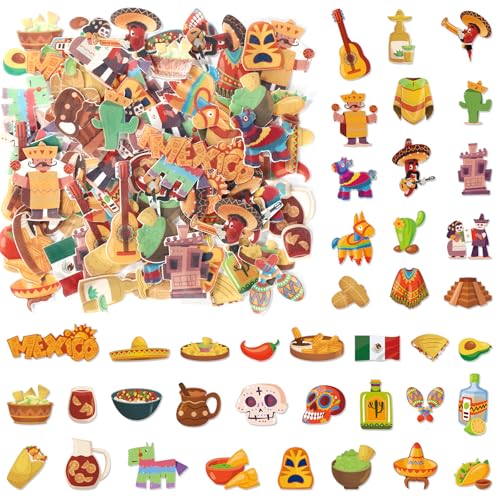 Lyreh 280 Stück Essbare Cinco de Mayo Cupcake-Topper, Mexikanischer Kuchenaufsatz Kaktus Gitarre Totenkopf Fiesta Cupcake Picks Mexikanische Kuchendekoration zum Geburtstag Babyparty von Lyreh