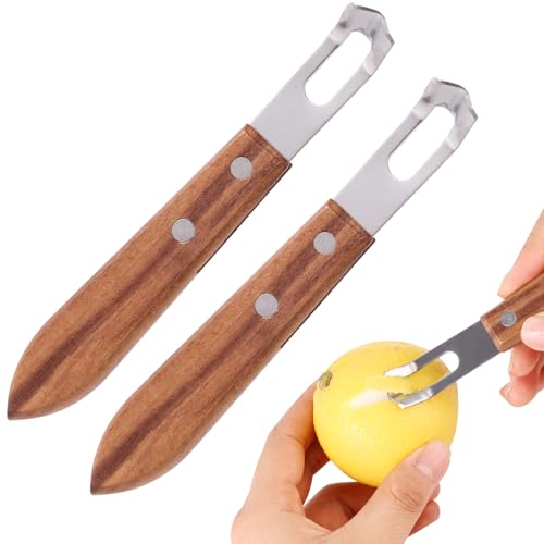 Lyreh 2stk Zitronenschalen Schäler, 14x2cm Zitrusschälwerkzeug Edelstahl Holz Müheloses Kanalmesser Praktisches Schälwerkzeug für Pampelmuse Limette Grapefruit Orange Zitrone Lyreh 2stk Zitronenschalen Schäler, 14x2cm Zitrusschälwerkzeug Edelstahl Holz Müheloses Kanalmesser Praktisches Schälwerkzeug für Pampelmuse Limette Grapefruit Orange Zitrone von Lyreh