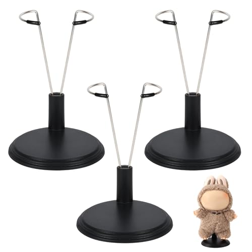 Lyreh 3-Teiliger Puppenständer, Verstellbar Figurenständerhalter Zubehör zur Spielzeugpräsentation für die Dekoration im Büro und zu Hause (Schwarz, Puppen Nicht im Lieferumfang Enthalten) von Lyreh