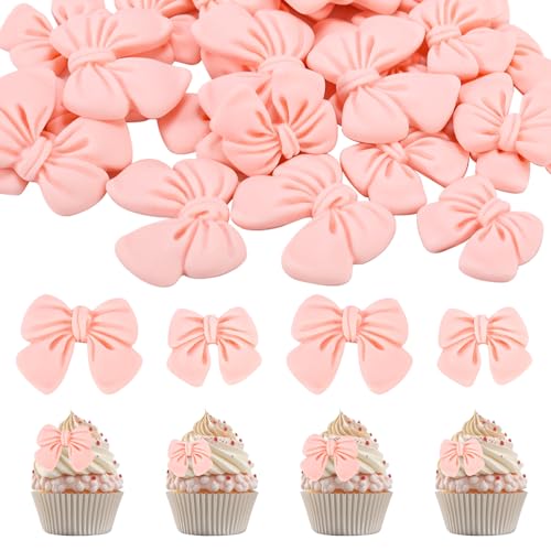 Lyreh 30 Stückcupcake Deko Schleife Rosa, Groß und Klein Harz Kuchen Topper Schleife für Hochzeit Geburtstag Babyparty Brautverlobung Junggesellinnenabschied Dessert Dekor von Lyreh