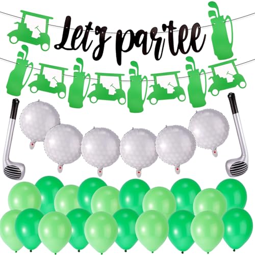 Lyreh 30stk Golf Dekoration Party, Lustige Golfschläger-Luftballons Banner Partydekoration Geeignet für Männer Jungen Geburtstage Babypartys von Lyreh