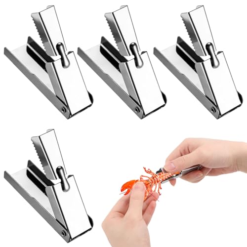 Lyreh 4stk Garnelenschäler, Edelstahl Schnellschälwerkzeug Crawfish Sheller Praktisches Gadget-Zubehör für Veranstaltungen Küchenrestaurant Freien (Silber) von Lyreh