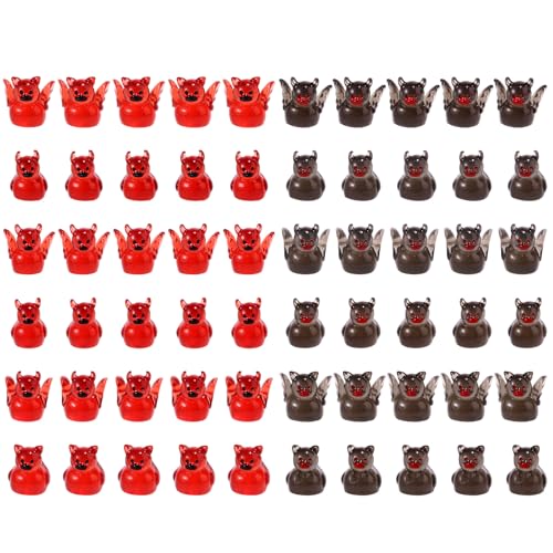Lyreh 60stk Mini Enten Halloween, 12 Stile Lustiges Halloween Enten Miniatur Ornament aus Kunstharz Winzige Leuchtende Teufelsenten Dekoration für Zuhause Schreibtisch Kuchen und Mottopartys von Lyreh