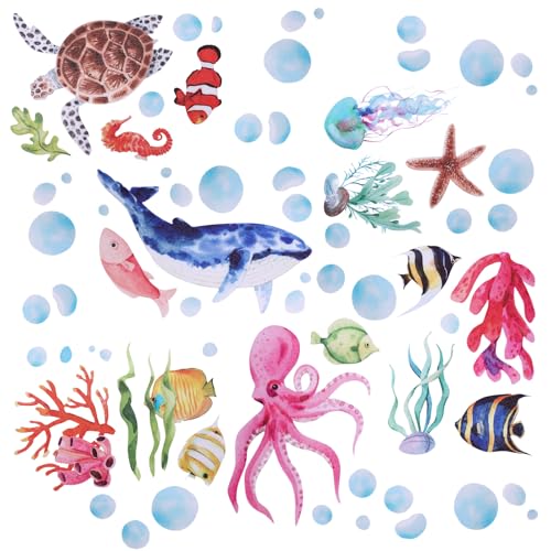 Lyreh Badewannenaufkleber mit Meerestieren, 15 x 20 cm Bunt Wasserdicht Groß Rutschfest Koralle Oktopus Seestern Wal Schildkröte Selbstklebende Aufkleber Fäden für Kinderbadewanne Duschboden Lyreh Badewannenaufkleber mit Meerestieren, 15 x 20 cm Bunt Wasserdicht Groß Rutschfest Koralle Oktopus Seestern Wal Schildkröte Selbstklebende Aufkleber Fäden für Kinderbadewanne Duschboden von Lyreh