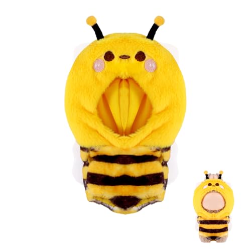 Lyreh Puppenkleidungszubehör, Gelber Bienen-Overall Plüschtier Verkleiden Sie Sich Weiches Plüschpuppen-Outfit Kreatives Geschenk für 17cm Große Puppen Nur Inklusive Kleidung von Lyreh