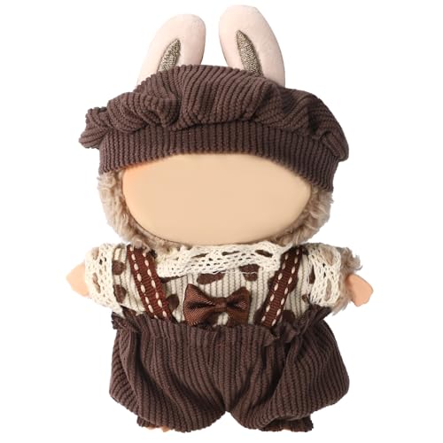 Puppenkleidungsset, Süßer Overall & Oberteil & Mütze Modisches Plüschspielzeug Zubehör für 17 cm Große Puppen (Nur Kleidung Enthalten) von Lyreh
