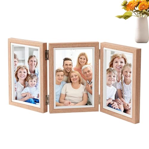 Drei Bilderrahmen, Bilderrahmen mit Scharnier, rustikaler Dreifach-Klapprahmen, Collage Familienfotos aus Holz, Dreifach-Scharnier 4 x 6 für Zuhause, Hotel, Restaurant Drei Bilderrahmen, Bilderrahmen mit Scharnier, rustikaler Dreifach-Klapprahmen, Collage Familienfotos aus Holz, Dreifach-Scharnier 4 x 6 für Zuhause, Hotel, Restaurant von Lyricalist