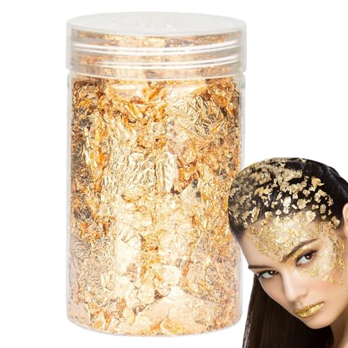 Goldfolienflocken für Handwerk - Goldfolienstücke für Handwerk, Dekopapier aus Goldfolie | Vistaprint Simuliertes Glitzergoldblatt, Goldfolienblätter 10g, u von Lyricalist