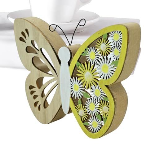Holz Schmetterling Tischdeko, Osterschmetterling | Bauernhof Monarch Handwerk | Desktop-Holzschnitzerei Ornament, Monarch Tier Handwerk, Holzornamente von Lyricalist