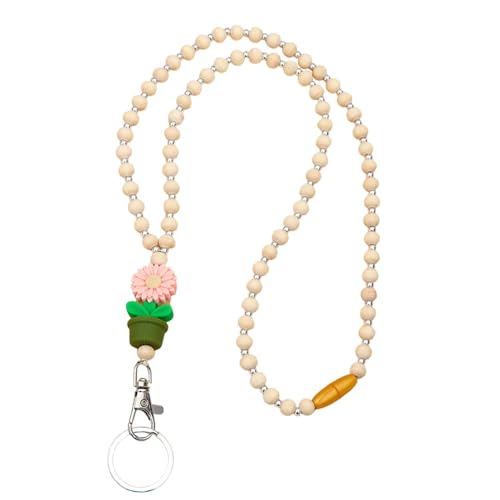 Holzperlen-Lanyards für Frauen, Perlen-Umhängeband für Ausweise, mit Blumenperlen für Ausweis und Schlüssel, Boho-Stil, niedliche Ausweise Holzperlen-Lanyards für Frauen, Perlen-Umhängeband für Ausweise, mit Blumenperlen für Ausweis und Schlüssel, Boho-Stil, niedliche Ausweise von Lyricalist