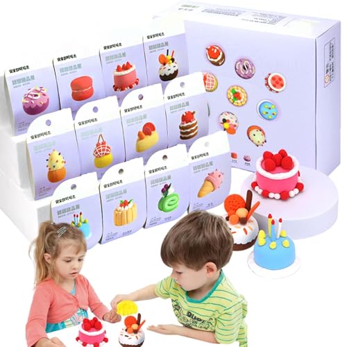 Modelliermasse für Ton-Set | Modellierset mit Tiermotiven/Desserts/niedlichen Dinosauriern – buntes Modellierspielzeug für 12 Stile, Kitt-Set Modelliermasse für Ton-Set | Modellierset mit Tiermotiven/Desserts/niedlichen Dinosauriern – buntes Modellierspielzeug für 12 Stile, Kitt-Set von Lyricalist