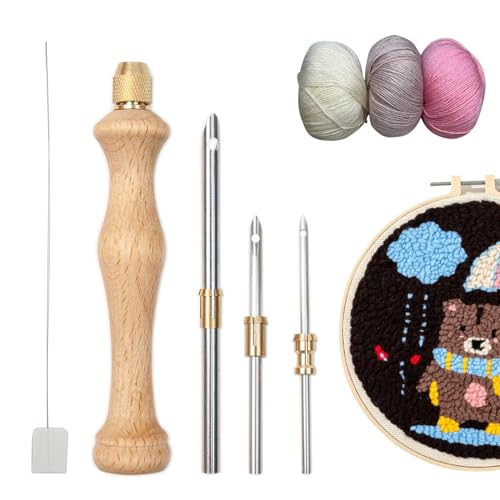 Nadelstift – Stickerei-Set mit Stift, Stickset | Set mit verstellbaren Sticknadeln, Filznadeln für Stickteppich, handgefertigtes Kunsthandwerk von Lyricalist