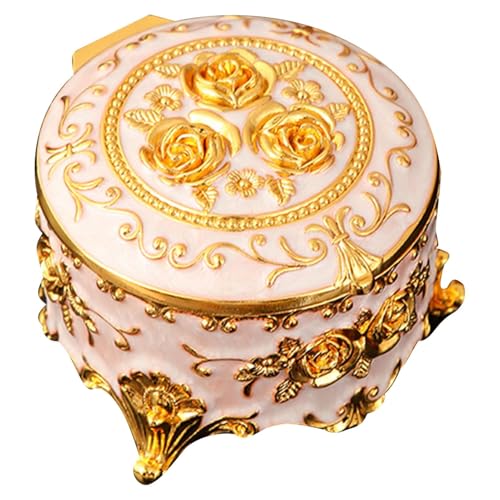 Vintage Metall Schmuckschatulle, Schmuckschatulle, Schmuckkästchen mit Deckel | Metall Schmuckaufbewahrungsbox Vintage Klein - Dekorative Schmuckbox Multifunktional für Armbänder, Ohrringe Vintage Metall Schmuckschatulle, Schmuckschatulle, Schmuckkästchen mit Deckel | Metall Schmuckaufbewahrungsbox Vintage Klein - Dekorative Schmuckbox Multifunktional für Armbänder, Ohrringe von Lyricalist
