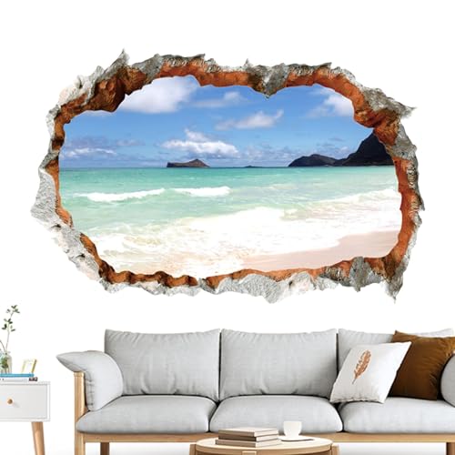 Wandaufkleber mit gebrochenem Loch, Wandaufkleber, Strandlandschaft, Wandaufkleber, Wandaufkleber, Wandaufkleber, Wandaufkleber, Wanddekoration, Wanddekoration, Arbeitszimmer von Lyricalist