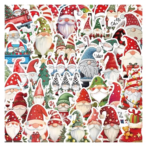 Weihnachtsgnom-Aufkleber, Gnom-Aufkleber für Handwerk | Niedliche Weihnachtsaufkleber, Scrapbook-Aufkleber, 50 x Urlaubsaufkleber, Cartoon-Aufkleber, wasserfeste Aufkleber von Lyricalist