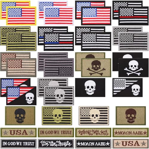 Lyrow 42 Stück Aufnäher mit amerikanischer Flagge, Militär-Aufnäher, Schlaufe und Haken, Set für Mützen, Taschen, Rucksäcke, taktische Weste, Militäruniformen Lyrow 42 Stück Aufnäher mit amerikanischer Flagge, Militär-Aufnäher, Schlaufe und Haken, Set für Mützen, Taschen, Rucksäcke, taktische Weste, Militäruniformen von Lyrow