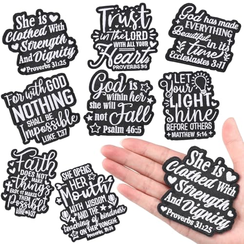 Lyrow Christliche Aufnäher zum Aufbügeln, Bibelglaube, Vers, 7,6 cm, inspirierend, motivierend, religiös, zum Aufnähen für Hut, Rucksack, Jacke, DIY-Zubehör, Geschenk (klassisch), 8 Stück von Lyrow