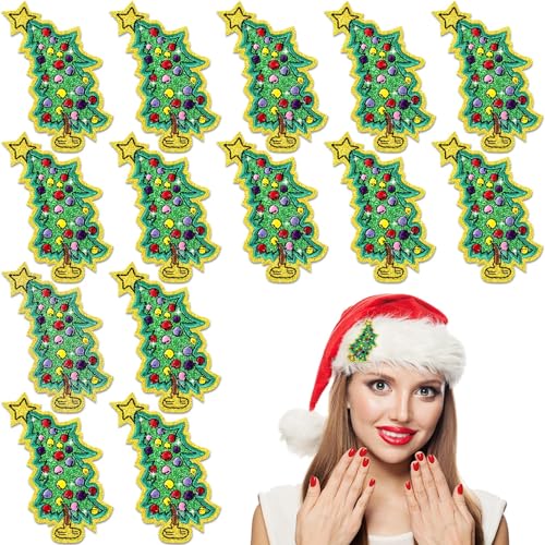 Lyrow Weihnachtsbaum-Aufnäher, bestickt, zum Aufbügeln, für Weihnachten, zum Aufnähen, für Bastelarbeiten, Kleidung, Hut, Jacke, Rucksack, Weihnachten, Party, Dekoration, 14 Stück Lyrow Weihnachtsbaum-Aufnäher, bestickt, zum Aufbügeln, für Weihnachten, zum Aufnähen, für Bastelarbeiten, Kleidung, Hut, Jacke, Rucksack, Weihnachten, Party, Dekoration, 14 Stück von Lyrow