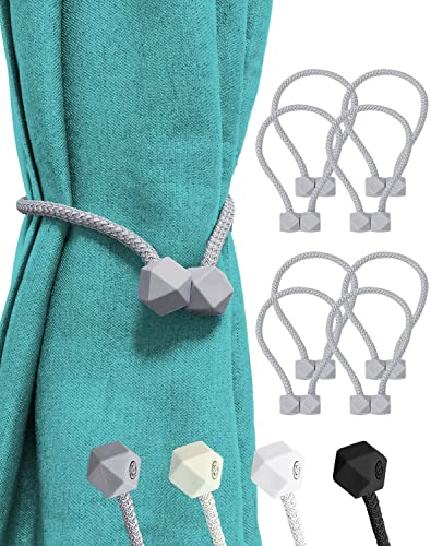 8 Stück Magnetische Vorhang Raffhalter Kreativ Vorhang Clips Seil Rückwärtige Vorhang Halter Schnallen Vorhang Binder Gardinenhalter für Haus Dekoration (Grau-02) von Lyspace