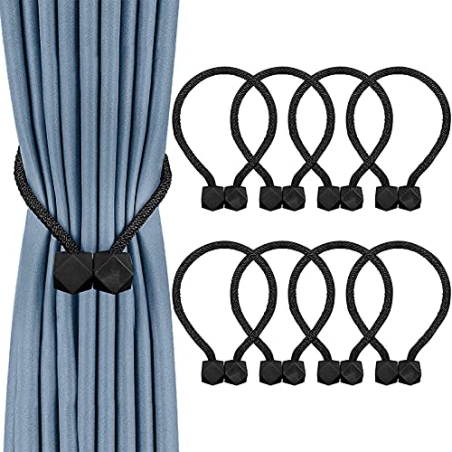 8 Stück Magnetische Vorhang Raffhalter Kreativ Vorhang Clips Seil Rückwärtige Vorhang Halter Schnallen Vorhang Binder Gardinenhalter für Haus Dekoration (Schwarz) von Lyspace