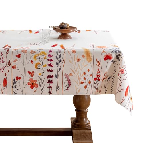 Lyssiatina Tischdecke, 100 % Baumwolle, Herbst-Blumendruck, Tischdecke, dekorativ, rechteckig, waschbar, Tischdecke für Küche, Esszimmer, Bauernhaus, Outdoor, 139,7 x 198,1 cm von Lyssiatina