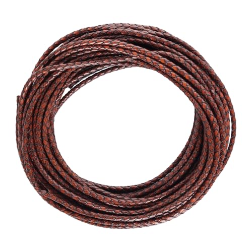 Lystaii Bolo-Lederband, 4 mm, rund, geflochten, antikes Band, lang, für Armband, Halskette, Perlenstickerei, DIY (Antikbraun, 4 mm) von Lystaii
