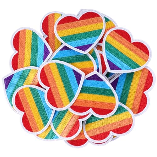Lystaii LGBT Aufnäher in Herzform, zum Aufbügeln, Regenbogenfarben, Motiv: Gay Pride Day, niedliches Herz, zum Aufnähen, bestickt, Dekoration, Flicken für Kleidung, Rucksäcke, Jeans, Hüte, Taschen, von Lystaii