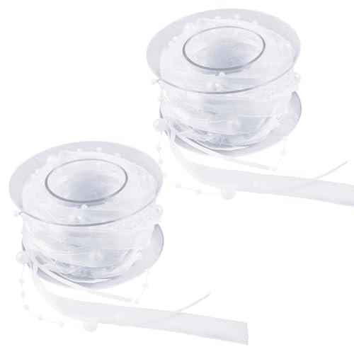 2 Rollen 9 M Perlenband Hochzeit, Organza und Perlen, 3 mm + 8 mm Kunstperlenkette, Weiße Tüll mit Perlen Geeignet für Diy-Bastelarbeiten, Hochzeitsblumenarrangements, Geburtstagsdekoration 2 Rollen 9 M Perlenband Hochzeit, Organza und Perlen, 3 mm + 8 mm Kunstperlenkette, Weiße Tüll mit Perlen Geeignet für Diy-Bastelarbeiten, Hochzeitsblumenarrangements, Geburtstagsdekoration von Lytonix