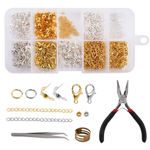 Lytonix 584 Stück Armband Verschlüsse Set, mit Quetschperlen Rund, Biegeringe, Delstahl Quetsch Perlen Spitzen, Verlängerungskette, für Die Herstellung Von Armketten, Schlüsselanhängern Und Ohrringen Lytonix 584 Stück Armband Verschlüsse Set, mit Quetschperlen Rund, Biegeringe, Delstahl Quetsch Perlen Spitzen, Verlängerungskette, für Die Herstellung Von Armketten, Schlüsselanhängern Und Ohrringen von Lytonix