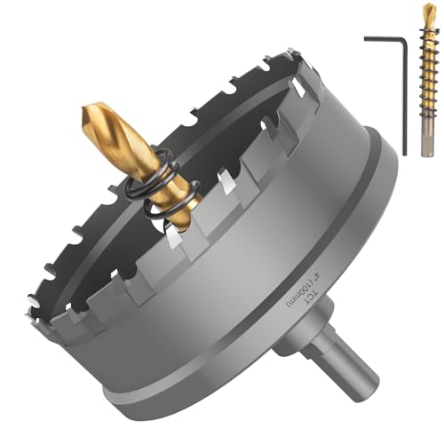 100 mm Lochsäge Hartmetall-Bohrer, Lytool Metall Lochsäge Bohrkrone, TCT-Bohrer-Lochsägen ideal für Löchern in Löchern in Edelstahl, Eisen, Aluminium, Blech, Kunststoff von Lytool