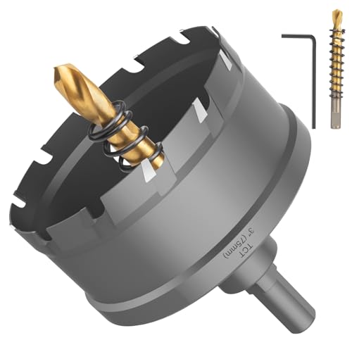 Lytool 75 mm Lochsäge Hartmetall-Bohrer, 1 Stück, Lochsäge, ideal für Löcher in Edelstahl, Eisen, Aluminium, Blech, Kunststoff von Lytool