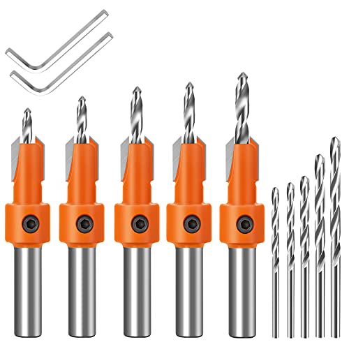 Senkbohrer Set für Holz, Lytool 10 tlg. Bohrer mit Senker Holzbohrer Kegelsenker Set 8 mm Schaft mit Sechskantschlüssel, für Holzverarbeitung Kunststoff Senkbohrer Set für Holz, Lytool 10 tlg. Bohrer mit Senker Holzbohrer Kegelsenker Set 8 mm Schaft mit Sechskantschlüssel, für Holzverarbeitung Kunststoff von Lytool