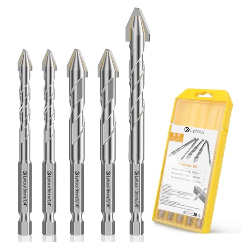Lytool Fliesenbohrer Glasbohrer Steinbohrer Bohrer Set 5 tlg. 6, 8, 10 mm mit Sechskantschaft für Fliesen, Glas, harte Fliesen, Beton, Metall Ziegel, Keramik, harte Kunststoff, harte Holz von Lytool