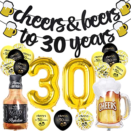 30 Geburtstag Männer, 30 Geburtstag Deko, Happy Birthday Geburtstagdeko mit Jubel Banner,Nummer 30 Folienballons, Zeichen 30. Schwarz Gold Luftballons Konfetti Luftballons für 30 Jahre Mann Frauen 30 Geburtstag Männer, 30 Geburtstag Deko, Happy Birthday Geburtstagdeko mit Jubel Banner,Nummer 30 Folienballons, Zeichen 30. Schwarz Gold Luftballons Konfetti Luftballons für 30 Jahre Mann Frauen von Lyuet