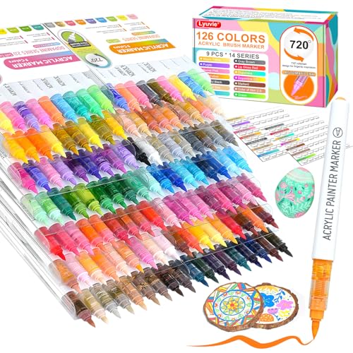 Lyuvie 126 Farben Acrylstifte für Steine Wasserfest,1-6mm Pinsel Acrylmarker -Wasser Basierte Permanente Acrylic Paint Marker für Holz,Rock,Stein,Papier, Stoff,Kieselsteine Glas,Kunststoff Lyuvie 126 Farben Acrylstifte für Steine Wasserfest,1-6mm Pinsel Acrylmarker -Wasser Basierte Permanente Acrylic Paint Marker für Holz,Rock,Stein,Papier, Stoff,Kieselsteine Glas,Kunststoff von Lyuvie
