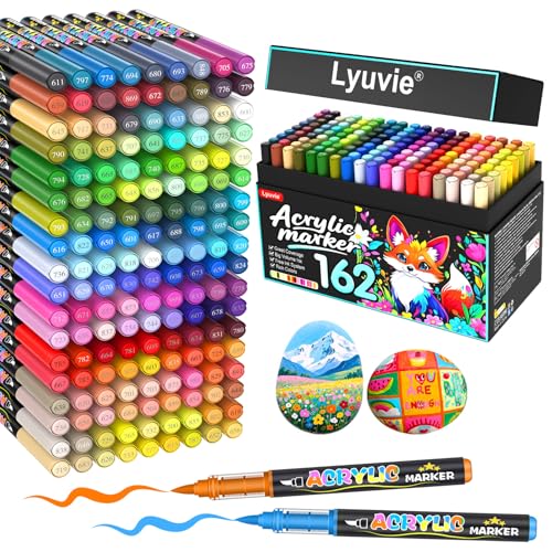 Lyuvie 162 Farben Acrylstifte für Steine WasserfestSet, Permanente Acrylic Paint Brush Marker Acrylstifte für Holz, Stein, Papier,Glas,Stoff, Kieselsteine, Kunststoff, Bastelbedarf Lyuvie 162 Farben Acrylstifte für Steine WasserfestSet, Permanente Acrylic Paint Brush Marker Acrylstifte für Holz, Stein, Papier,Glas,Stoff, Kieselsteine, Kunststoff, Bastelbedarf von Lyuvie