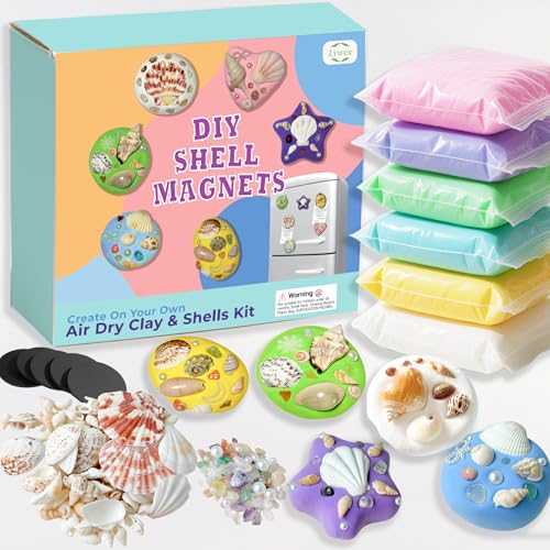 Lywex DIY Clay Magnet Kit, Air Dry Clay for Kids, Ultra Light & Soft, Safe & Non-Toxic, Fridge Magnets Making Kit with Shells, Pearls, Art Craft Gifts for Boys Girls Lywex DIY Clay Magnet Kit, Air Dry Clay for Kids, Ultra Light & Soft, Safe & Non-Toxic, Fridge Magnets Making Kit with Shells, Pearls, Art Craft Gifts for Boys Girls von Lywex