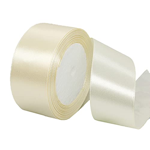 25Yard 4CM Breites Satinband f¨¹r Hochzeitsbevorzugung/Basteln/Geschenkverpackung/Weihnachtsbaumdekoration, Beige von Lyxtiorn