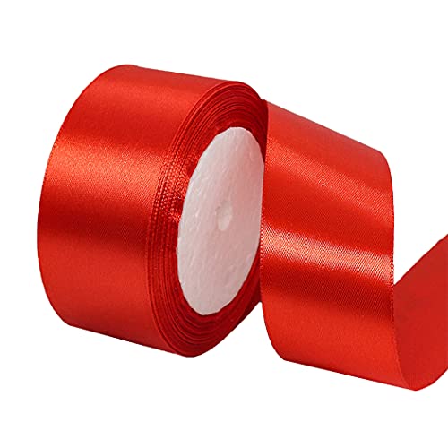 25Yard 4CM Breites Satinband f¨¹r Hochzeitsbevorzugung/Basteln/Geschenkverpackung/Weihnachtsbaumdekoration, Rot von Lyxtiorn